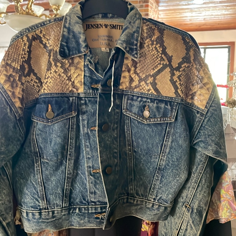 Jensen Smith denim jacket with snakeskin back and front size m